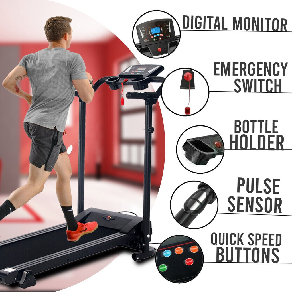 Treadmill - Running Walking Machine 9% Incline Home Gym Folding UK