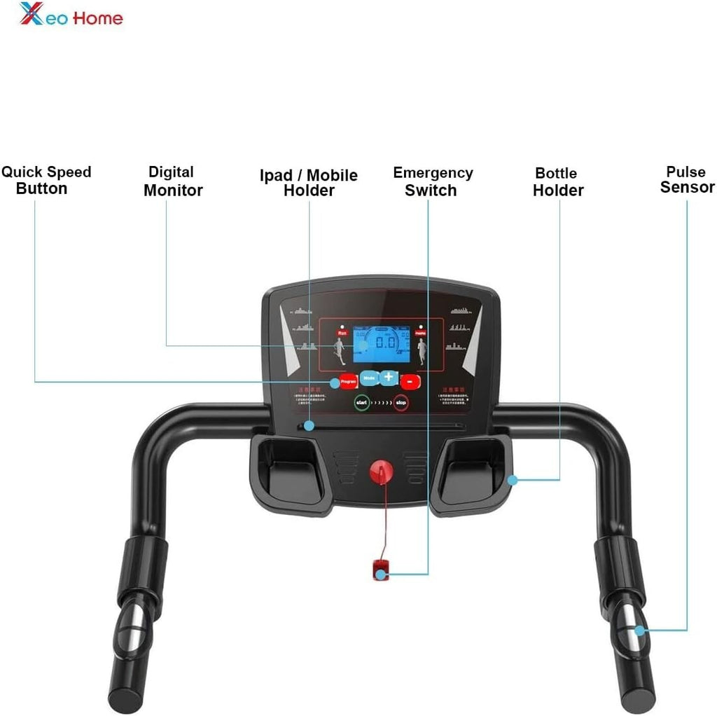 Treadmill - Running Walking Machine 9% Incline Home Gym Folding UK