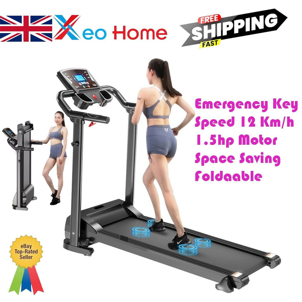 Treadmill - Running Walking Machine 9% Incline Home Gym Folding UK