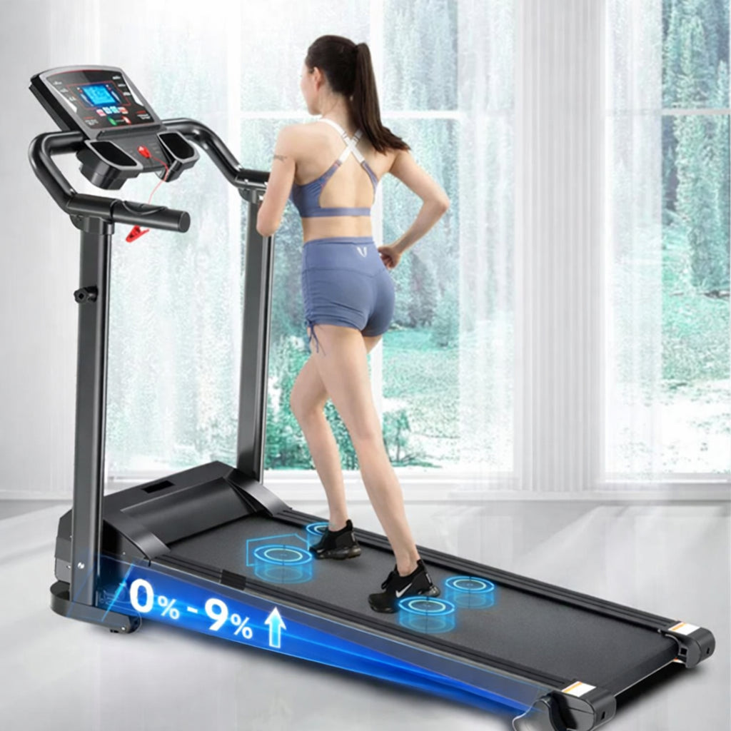 Treadmill - Running Walking Machine 9% Incline Home Gym Folding UK
