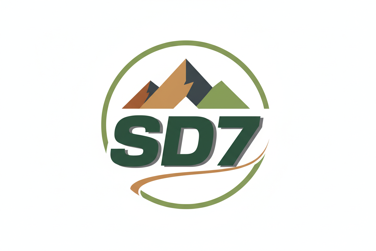 SD7 Logo with Mountain Background
